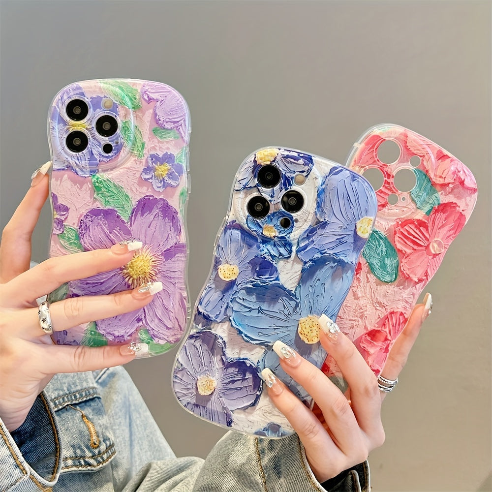Luxury Cute Colorful Wave Big Flower Leaf Soft Phone Case