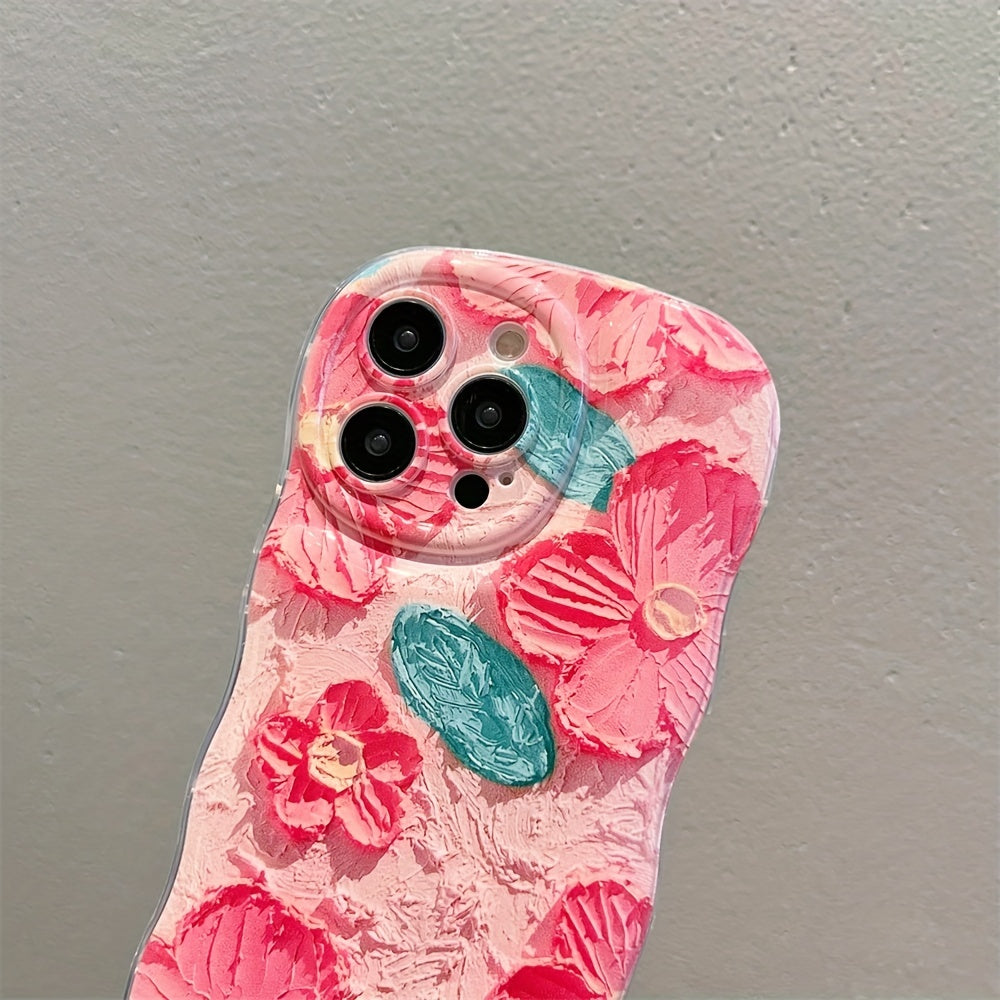 Luxury Cute Colorful Wave Big Flower Leaf Soft Phone Case