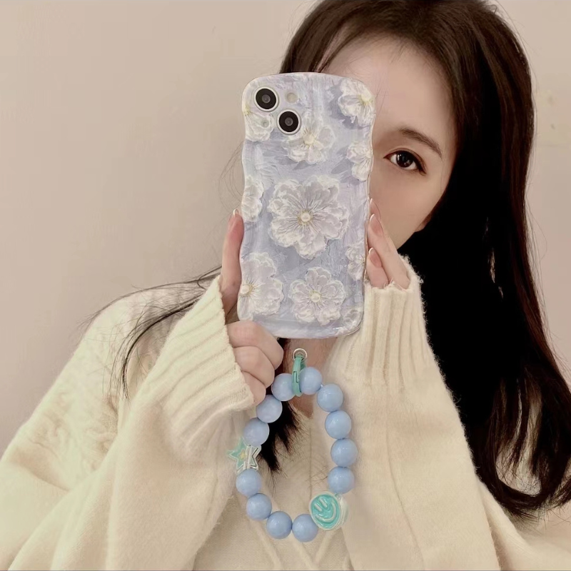Kawaii Oil Painting Flower Oval Wavy Phone Case