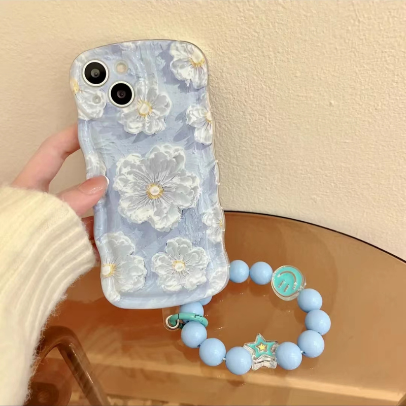 Kawaii Oil Painting Flower Oval Wavy Phone Case