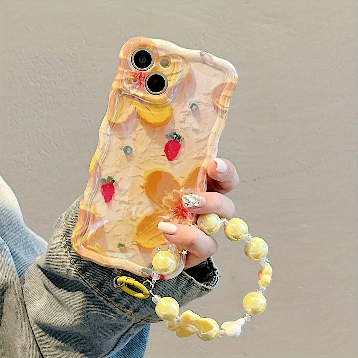 Oil Painting Flower Wavy Lace Bracelet Fashion All-inclusive Protective PHONE CASE