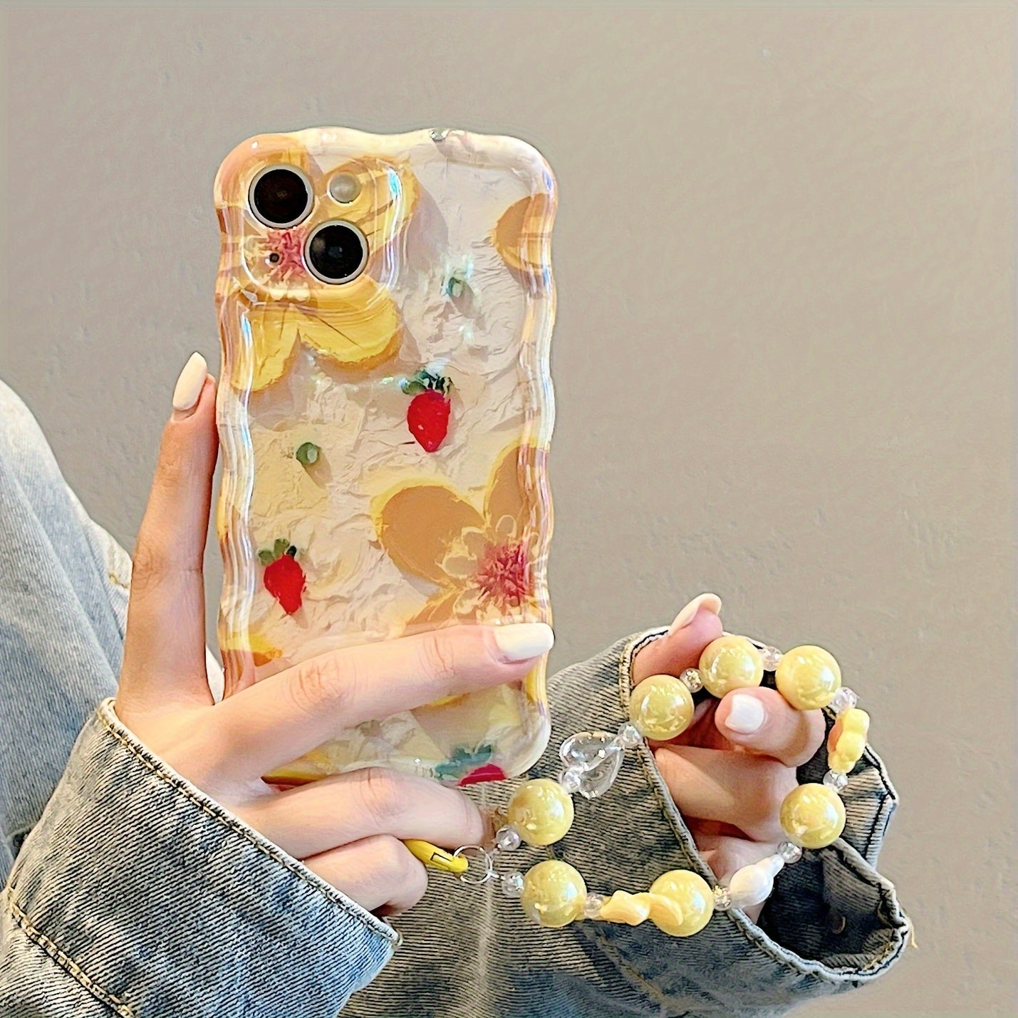 Oil Painting Flower Wavy Lace Bracelet Fashion All-inclusive Protective PHONE CASE