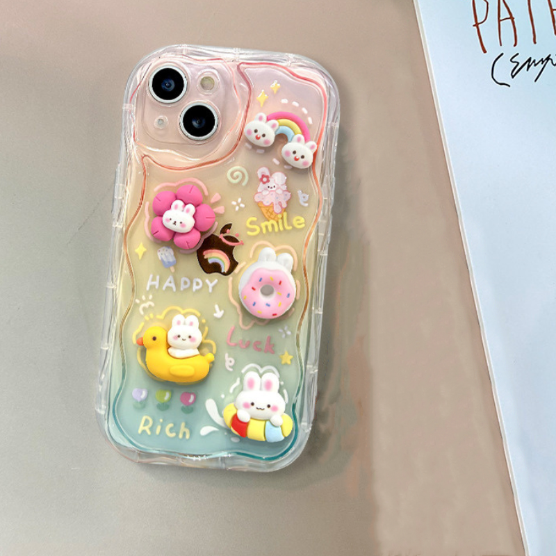 Cartoon Rainbow Bunny Gradient Phone Case