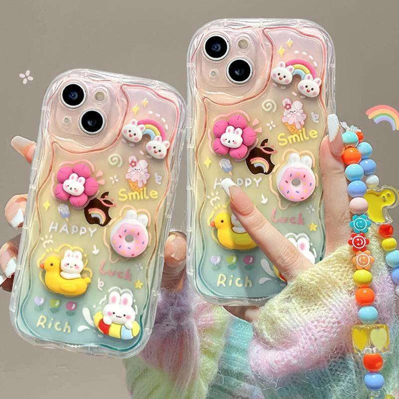 Cartoon Rainbow Bunny Gradient Phone Case