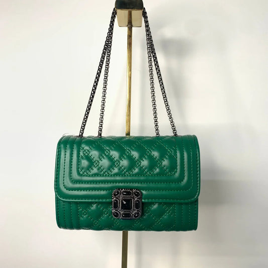 Black Block Metal Dark Green Bag