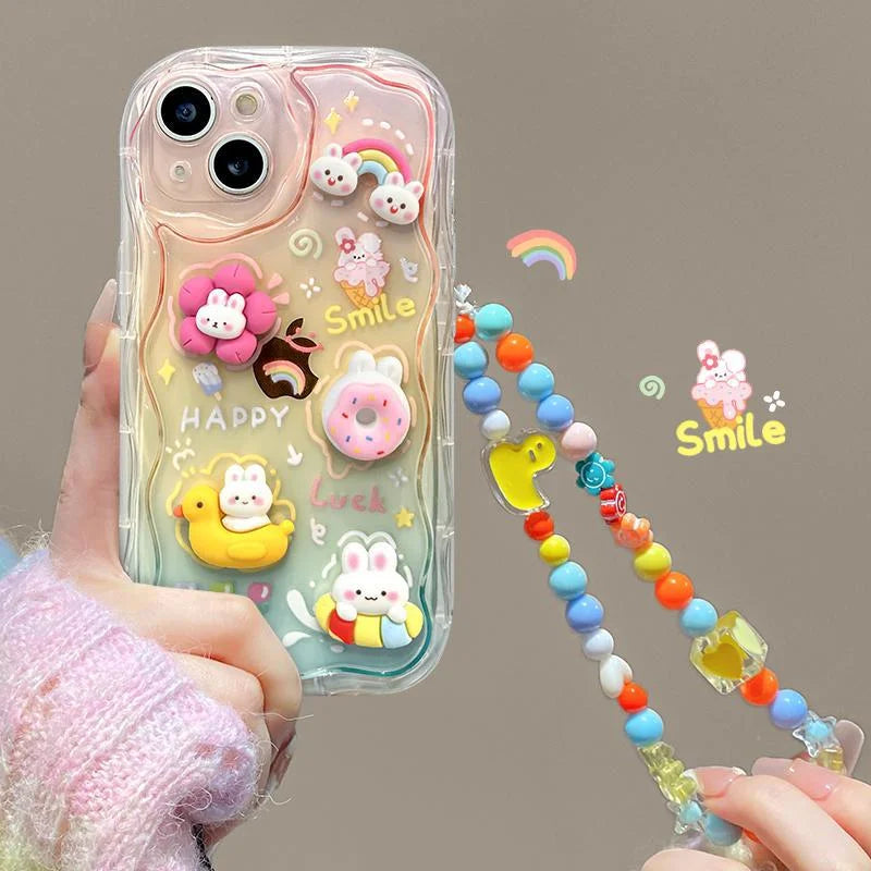 Cartoon Rainbow Bunny Gradient Phone Case