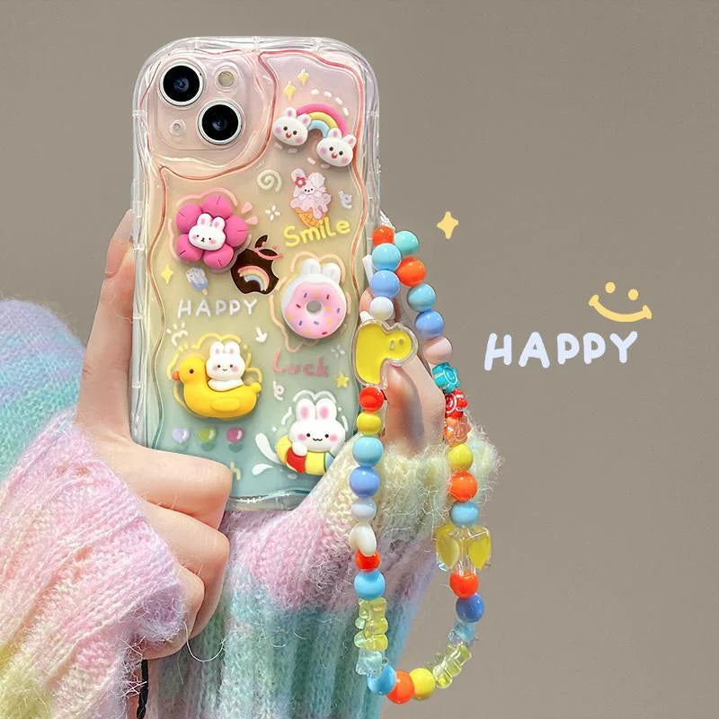 Cartoon Rainbow Bunny Gradient Phone Case