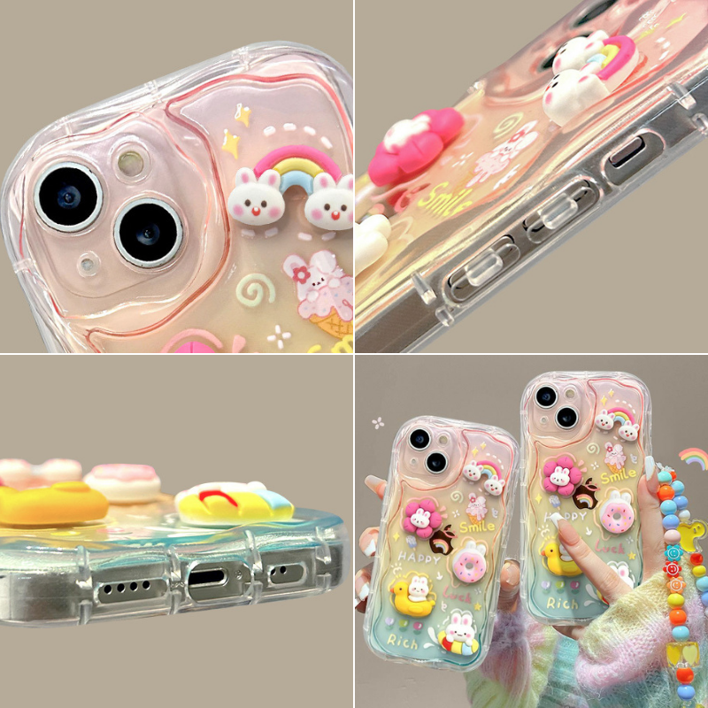 Cartoon Rainbow Bunny Gradient Phone Case